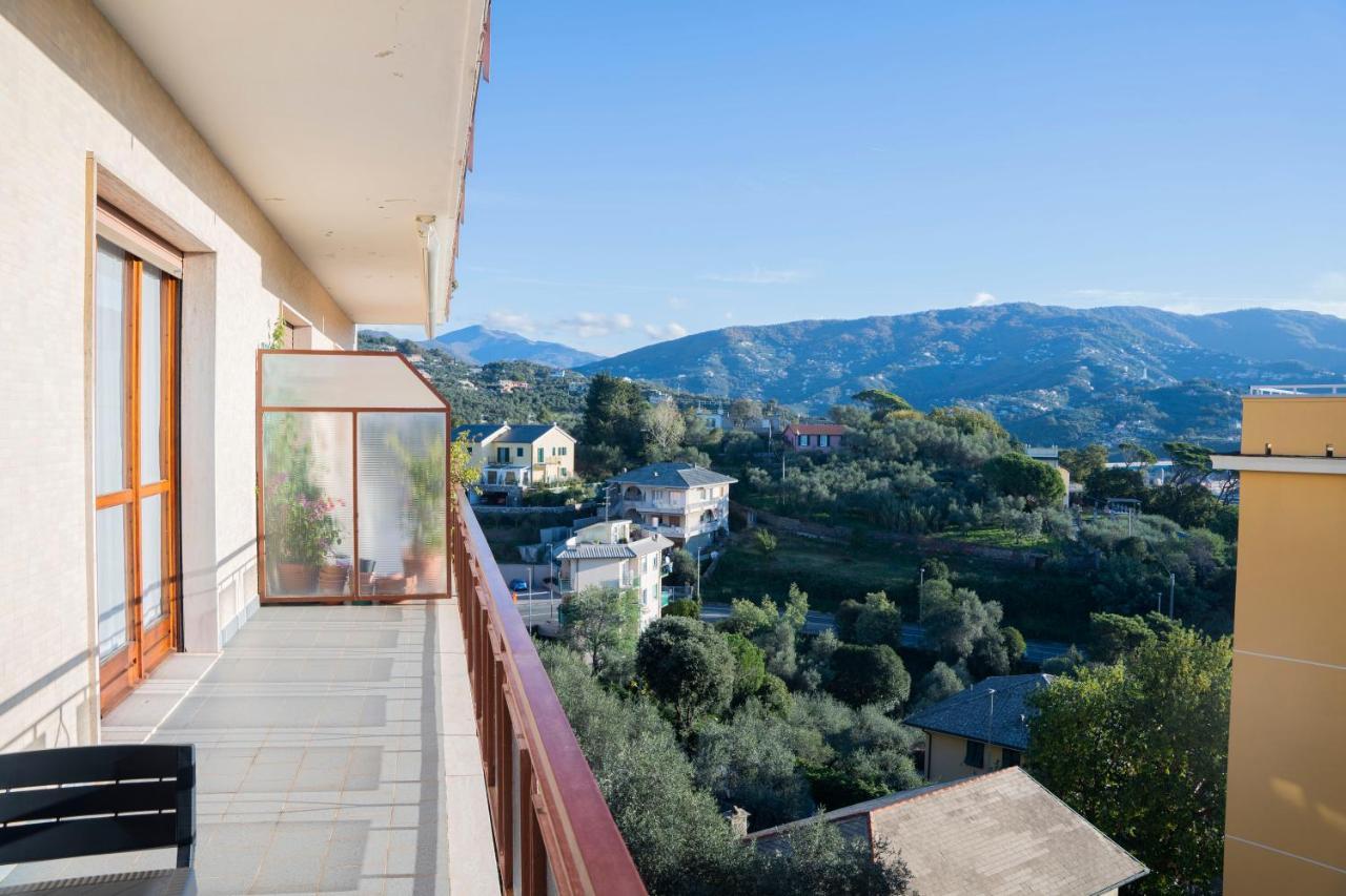 093 - Casa Panorama, Vista Mare E Vista Portofino, 500 Metri Centro Di Chiavari, Posto Auto Gratis Inclusoアパートメント エクステリア 写真